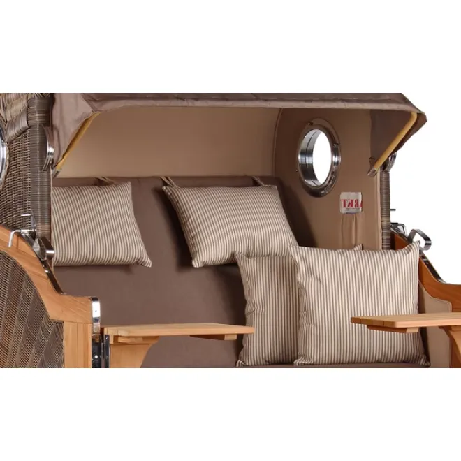 Teak Strandkorb Dangast Business 2.5 - Sitzer Geflecht Grey