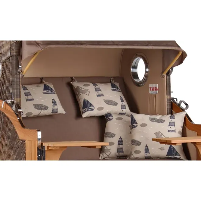 Teak Strandkorb Dangast Business 2.5 - Sitzer Geflecht Grey