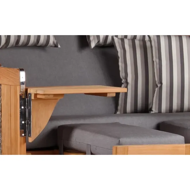 Teak Strandkorb Dangast Business 2.5 - Sitzer Geflecht Grey