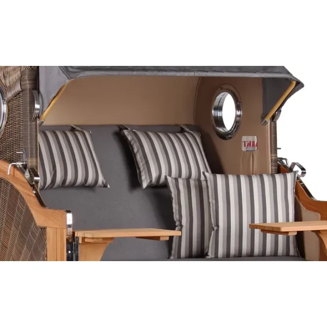 Teak Strandkorb Dangast Business 2.5 - Sitzer Geflecht Grey