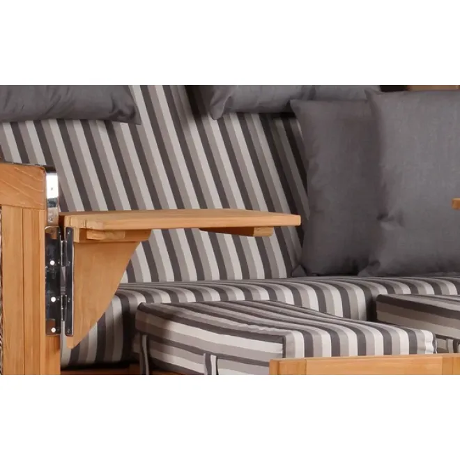 Teak Strandkorb Dangast Business 2.5 - Sitzer Geflecht Grey