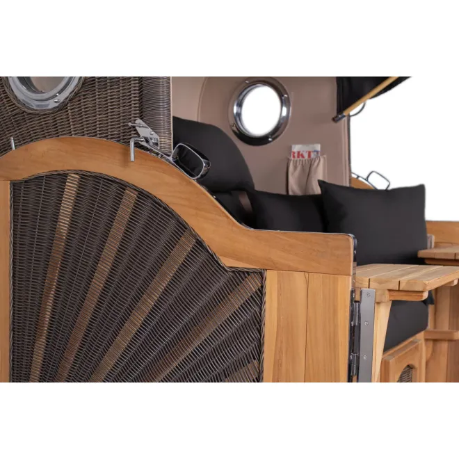 Teak Strandkorb Dangast Business 2.5 - Sitzer Geflecht Grey