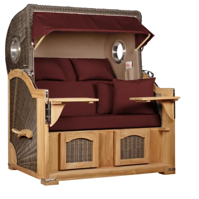 Teak Strandkorb Dangast Business 2.5 - Sitzer Geflecht Grey