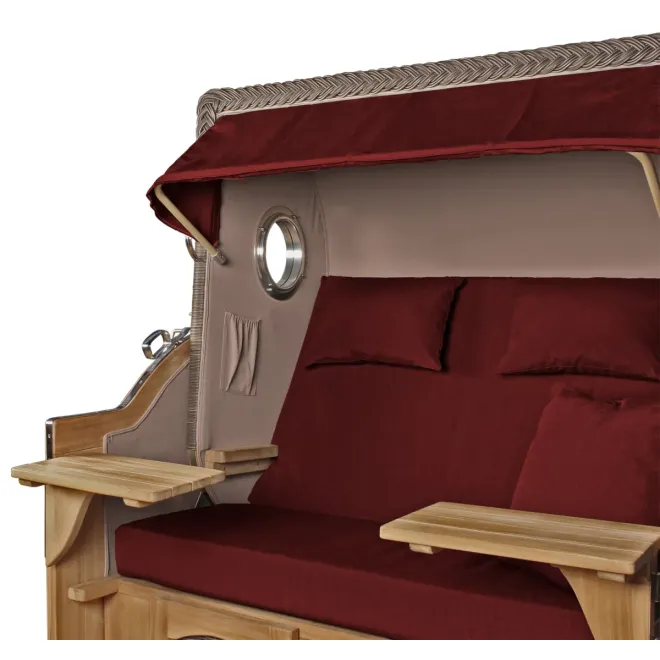 2.5-SITZER TEAK STRANDKORB DANGAST MIT BULLAUGEN GREY DESIGN 550