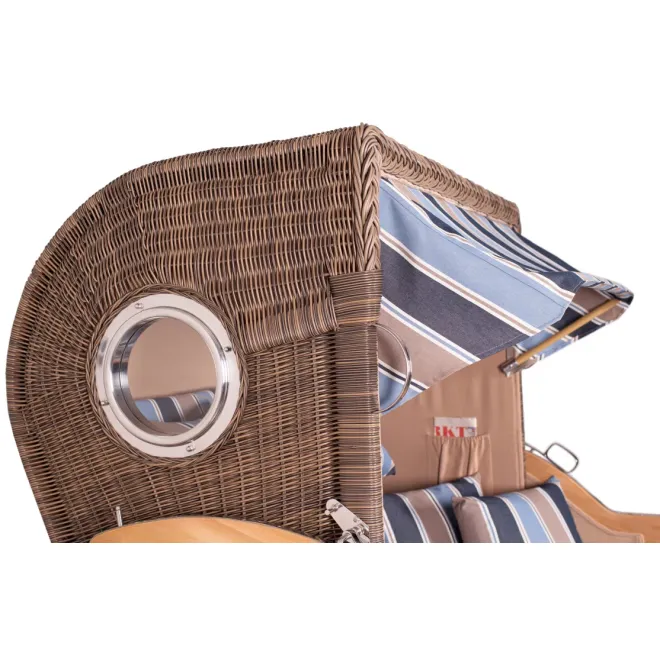 2.5-SITZER TEAK STRANDKORB DANGAST MIT BULLAUGEN GREY DESIGN 580