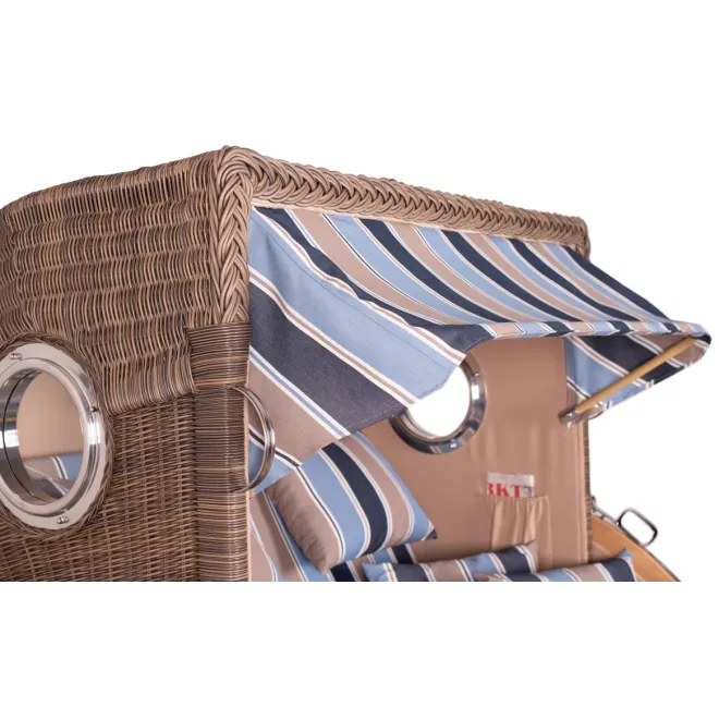 2.5-SITZER TEAK STRANDKORB DANGAST MIT BULLAUGEN GREY DESIGN 580
