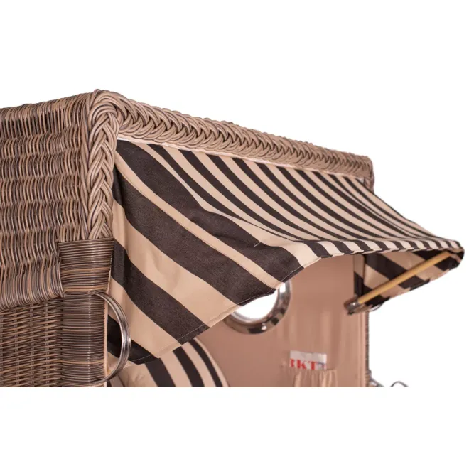 Teak Strandkorb Dangast Business 2.5 - Sitzer Geflecht Grey