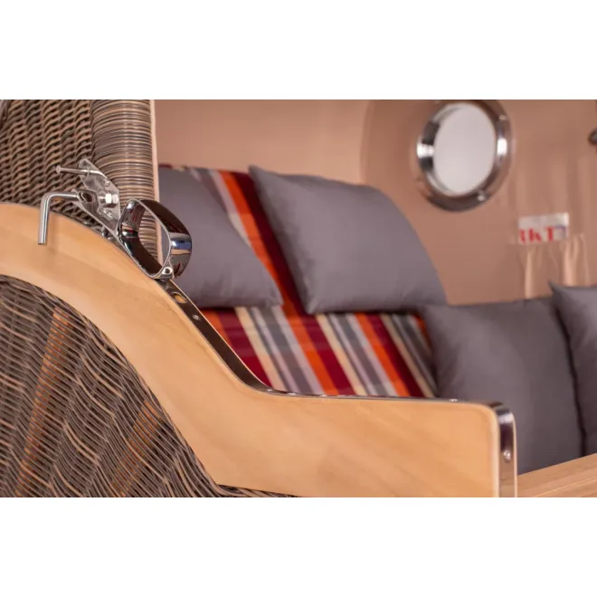 Teak Strandkorb Dangast Business 2.5 - Sitzer Geflecht Grey