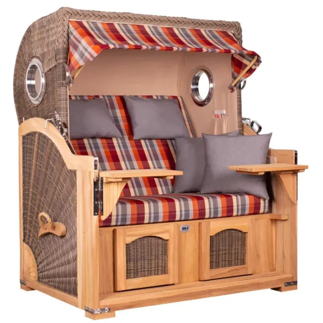 Teak Strandkorb Dangast Business 2.5 - Sitzer Geflecht Grey