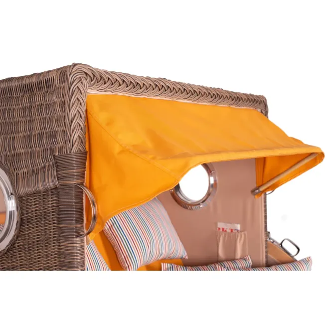 Teak Strandkorb Dangast Business 2.5 - Sitzer Geflecht Grey