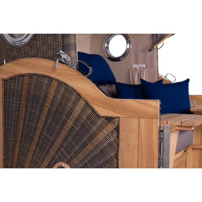 Teak Strandkorb Dangast Business 2.5 - Sitzer Geflecht Grey