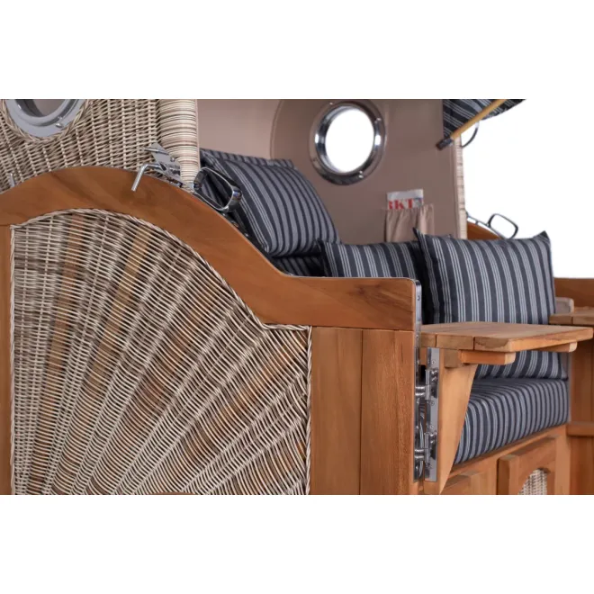 Teak Strandkorb Dangast Business 2.5 - Sitzer Geflecht Shell