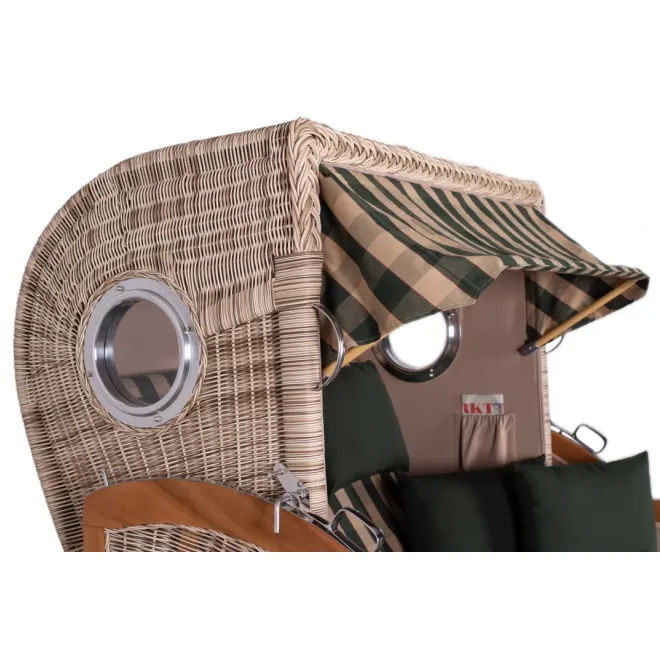 2.5-SITZER TEAK STRANDKORB DANGAST MIT BULLAUGEN SHELL DESIGN 506