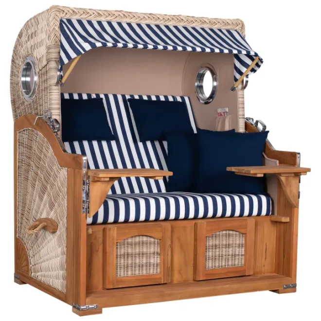 Teak Strandkorb Dangast Business 2.5 - Sitzer Geflecht Shell