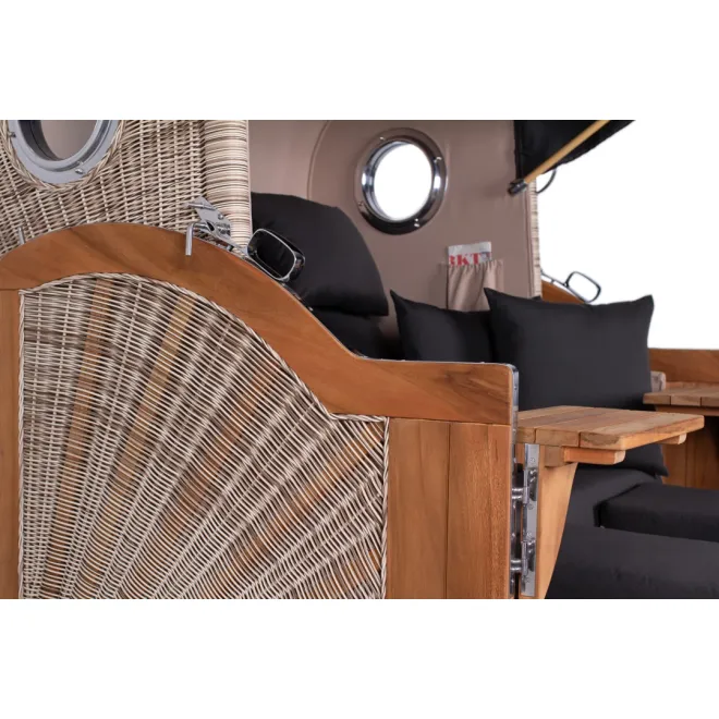Teak Strandkorb Dangast Business 2.5 - Sitzer Geflecht Shell