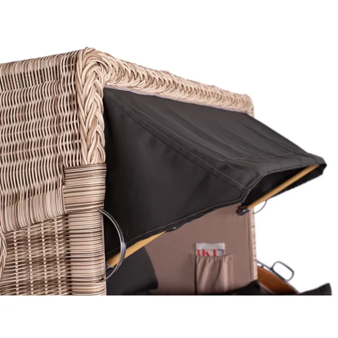 2.5-SITZER TEAK STRANDKORB DANGAST MIT BULLAUGEN SHELL DESIGN 548