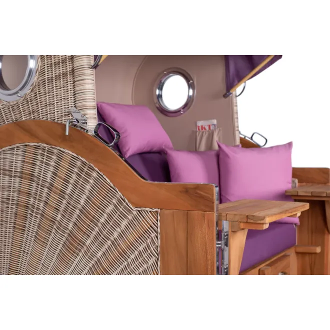Teak Strandkorb Dangast Business 2.5 - Sitzer Geflecht Shell