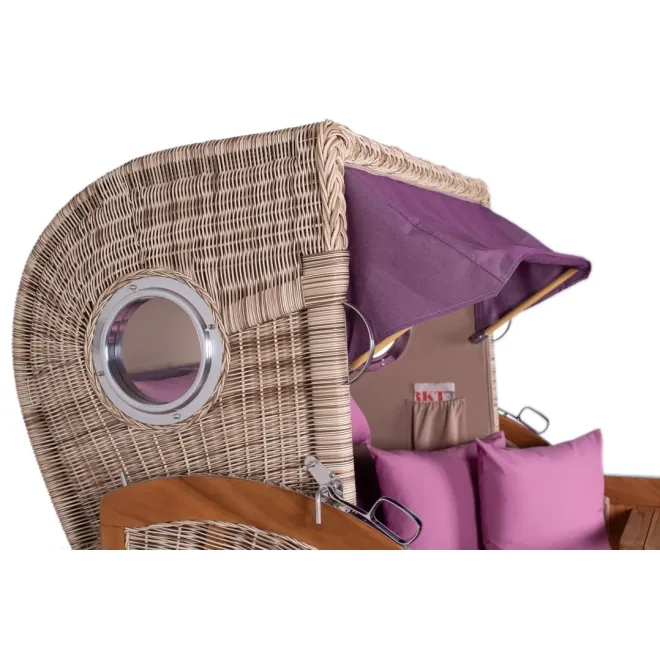 2.5-SITZER TEAK STRANDKORB DANGAST MIT BULLAUGEN SHELL DESIGN 590