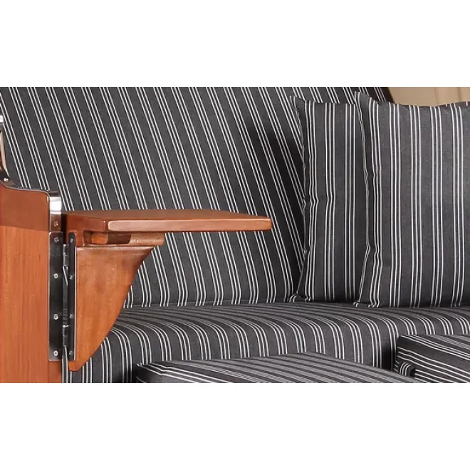 2 Personen Strandkorb MAHAGONI HOLZ 125cm nachhaltiger Anbau - ohne Bullaugen !