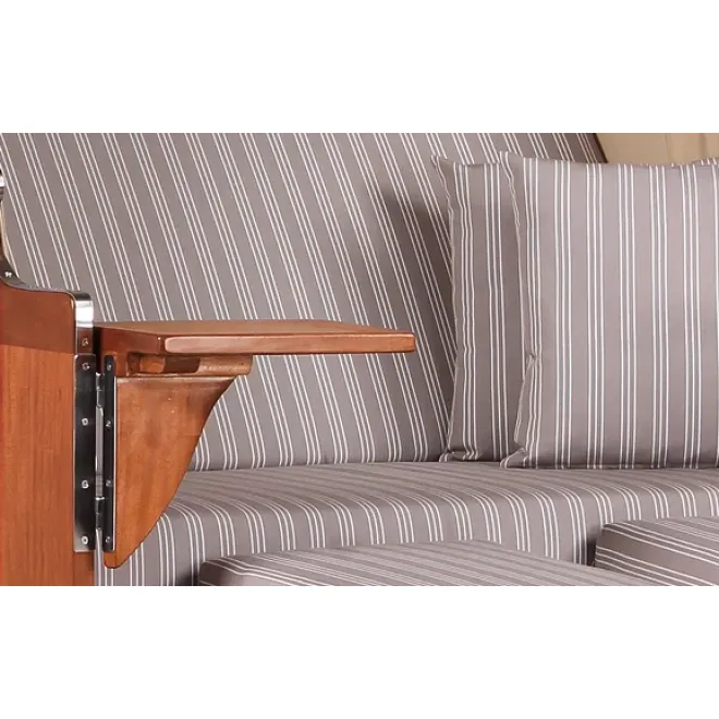 2 Personen Strandkorb MAHAGONI HOLZ 125cm nachhaltiger Anbau - ohne Bullaugen !