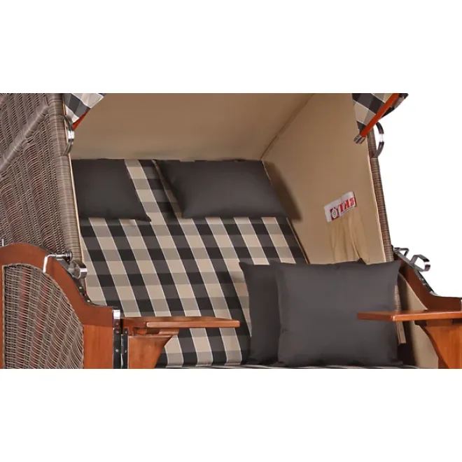 2 Personen Strandkorb MAHAGONI HOLZ 125cm nachhaltiger Anbau - ohne Bullaugen !