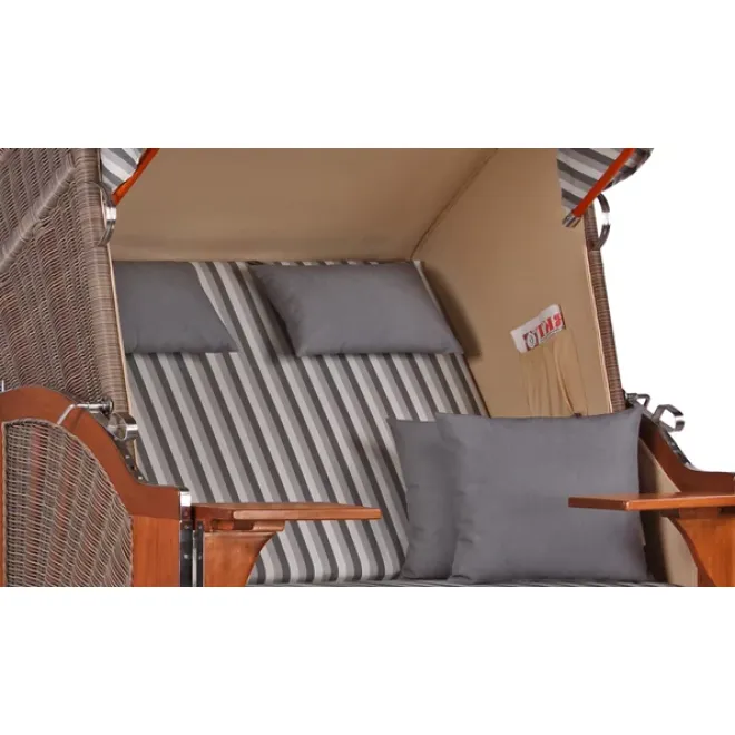 2 Personen Strandkorb MAHAGONI HOLZ 125cm nachhaltiger Anbau - ohne Bullaugen !