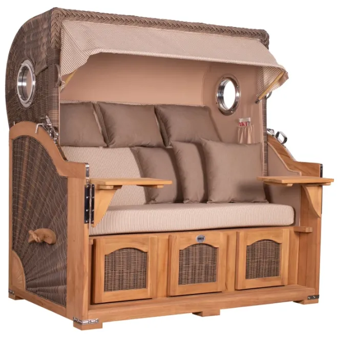Strandkorb Dangast Teak 3er XXL 170cm breit - Premiumqualität
