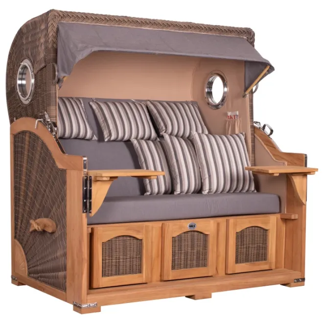 Strandkorb Dangast Teak 3er XXL 170cm breit - Premiumqualität