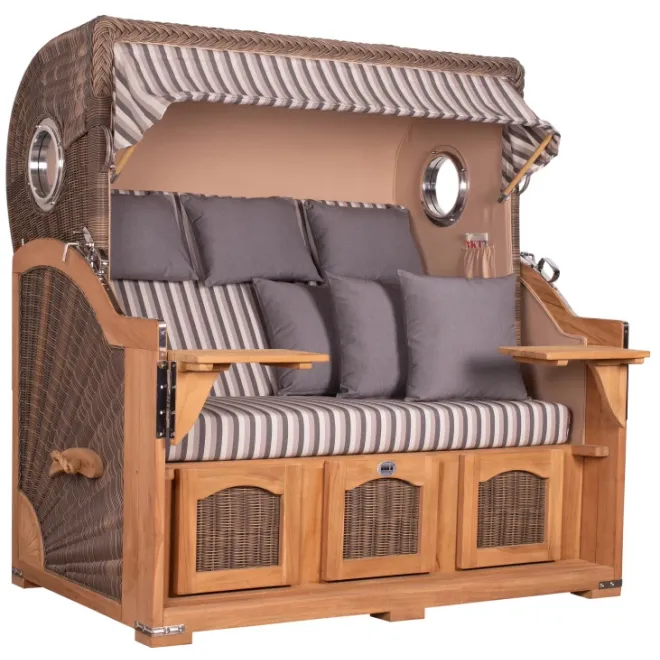 Strandkorb Dangast Teak 3er XXL 170cm breit - Premiumqualität