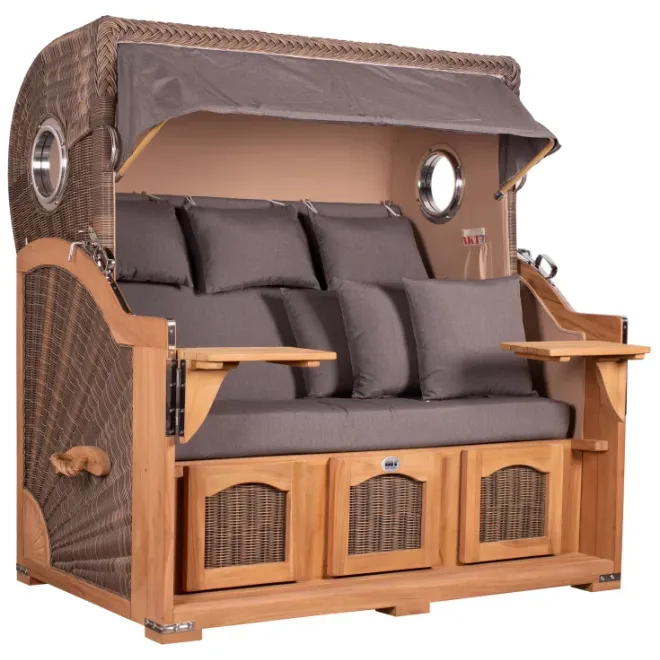 Strandkorb Dangast Teak 3er XXL 170cm breit - Premiumqualität
