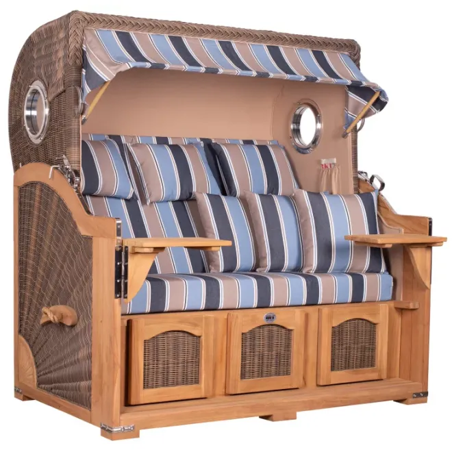 Strandkorb Dangast Teak 3er XXL 170cm breit - Premiumqualität