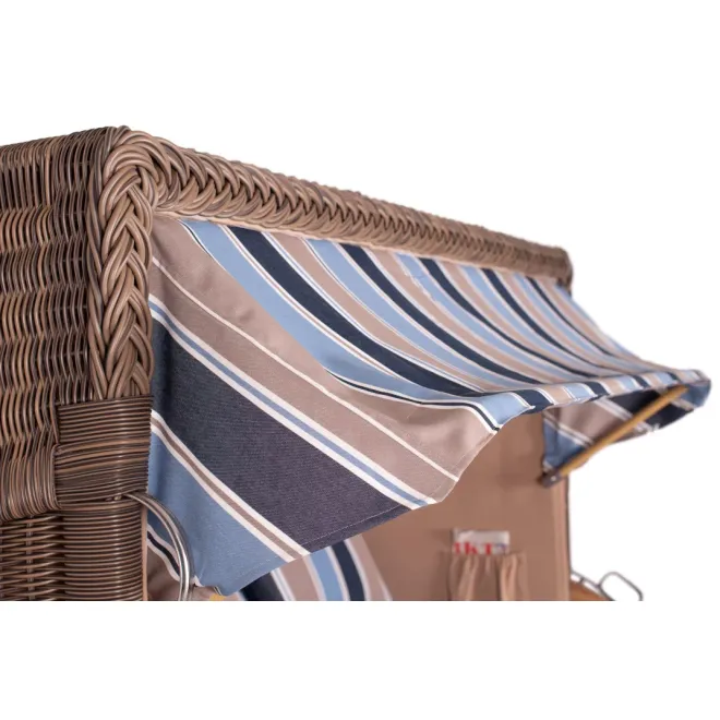3ER TEAK STRANDKORB DANGAST MIT BULLAUGE GREY DESIGN 580