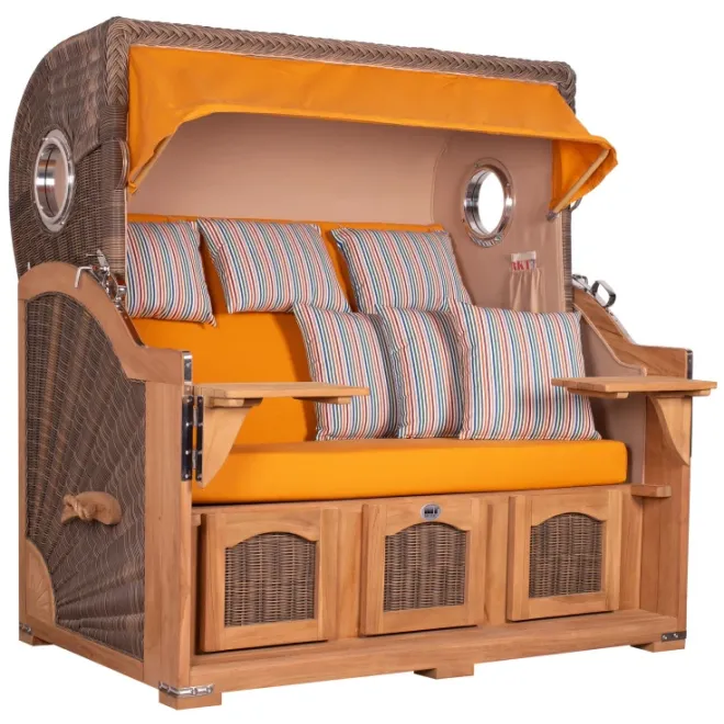 Strandkorb Dangast Teak 3er XXL 170cm breit - Premiumqualität