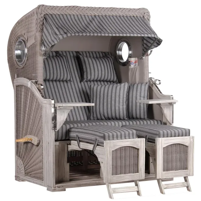 2er Strandkorb Mahagoni Vintage grey washed ➪ wunderschön