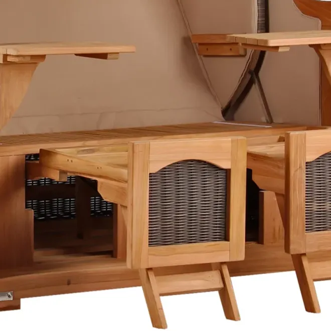 Teak Strandkorb Dangast Business 2.5 - Sitzer Geflecht Grey