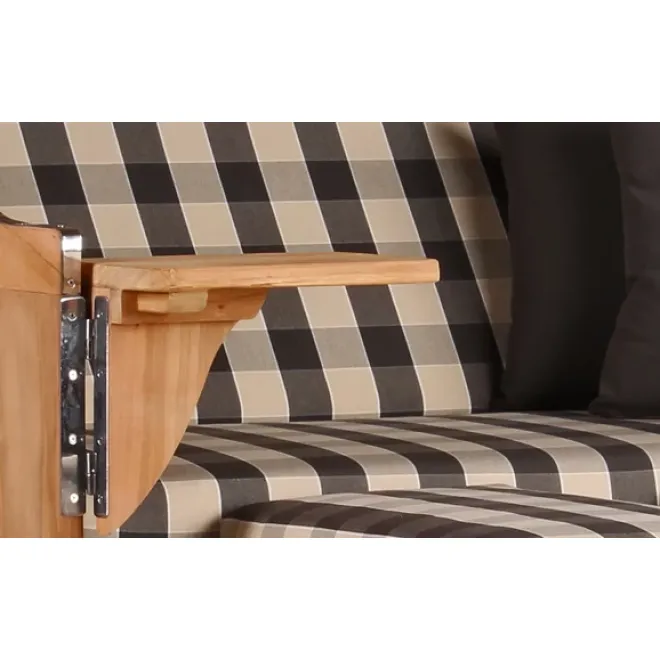 2-SITZER TEAK STRANDKORB DANGAST MIT BULLAUGEN GREY DESIGN 505