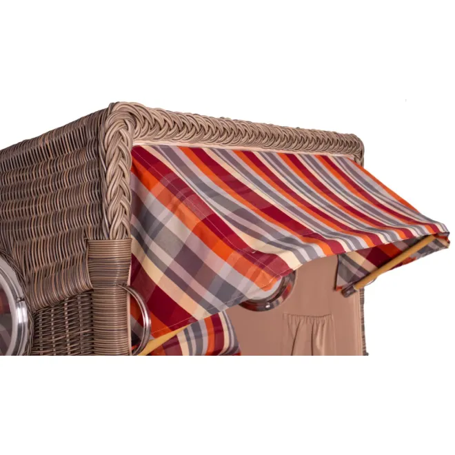 2-SITZER TEAK STRANDKORB DANGAST MIT BULLAUGEN GREY DESIGN 584