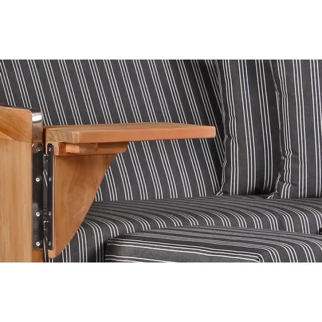 2er Teak Strandkorb Dangas. 125 cm Breit -ca. 170cm hoch. Mit Bullaugen und Schutzhaube - Komplettset