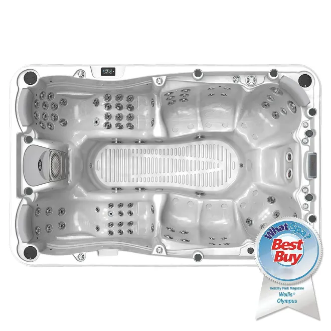 Whirlpool Wellis Olympus Peakline - 7 Sitze 2 Liegen - 354 × 230 × 98 cm. Ein Famielien Whirlpool mit Spassfaktor