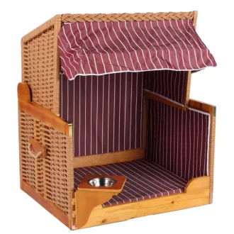 Hundestrandkorb Wacholder, PE Beige – Dessin Grau Gestreift