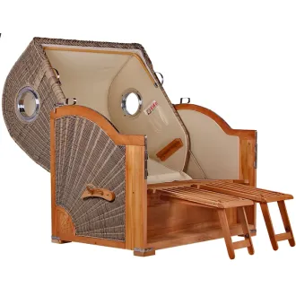 Nordsee Strandkorb 2.5er - Sitzer Nordsee Strandkorb 2.5er - Sitzer Strandkorb TEAK PREMIUM Ausführung