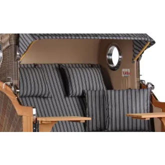 Teak Strandkorb Dangast Business 2.5 - Sitzer Geflecht Grey