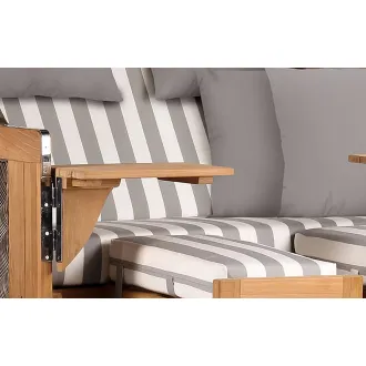Teak Strandkorb Dangast Business 2.5 - Sitzer Geflecht Grey