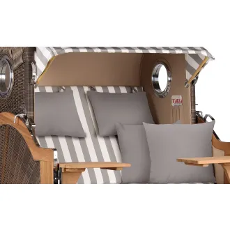 Teak Strandkorb Dangast Business 2.5 - Sitzer Geflecht Grey