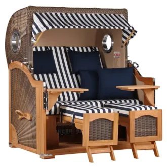 2.5-SITZER TEAK STRANDKORB DANGAST MIT BULLAUGEN GREY DESIGN 504