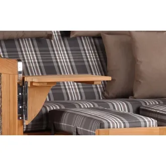 Teak Strandkorb Dangast Business 2.5 - Sitzer Geflecht Grey
