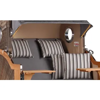 Teak Strandkorb Dangast Business 2.5 - Sitzer Geflecht Grey