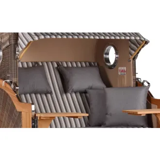 Teak Strandkorb Dangast Business 2.5 - Sitzer Geflecht Grey
