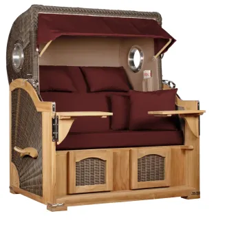 Teak Strandkorb Dangast Business 2.5 - Sitzer Geflecht Grey