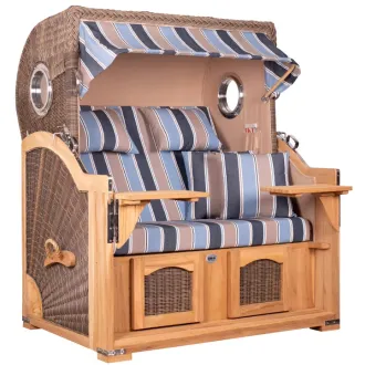Teak Strandkorb Dangast Business 2.5 - Sitzer Geflecht Grey